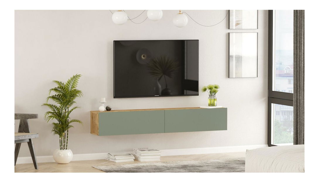  TV stolek/skříňka France 8 (borovice atlantická + zelená)