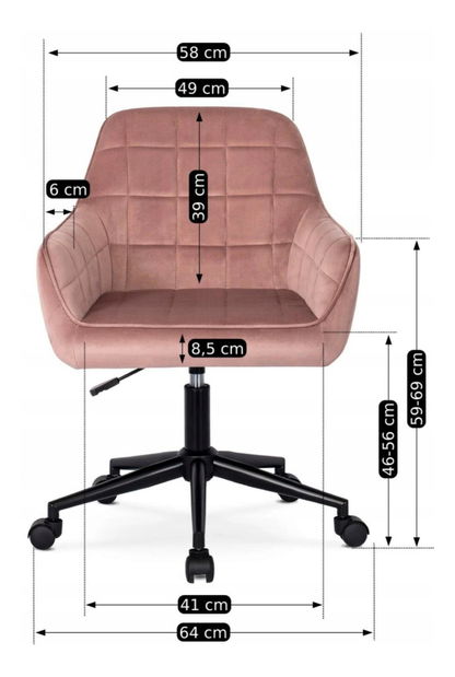 Kancelářské křeslo Levanto (růžová)