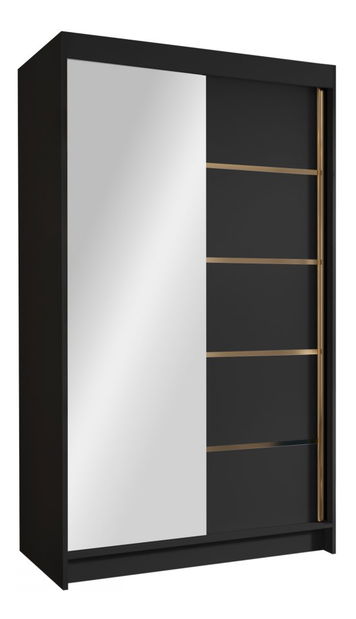 Šatní skříň s posuvnými dveřmi Monata III 100 (bílá + černá + zlatá) (se zrcadlem)