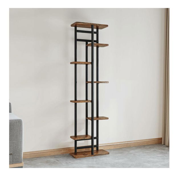 Stojan na květiny Laban 4 (tmavé dřevo + černá)