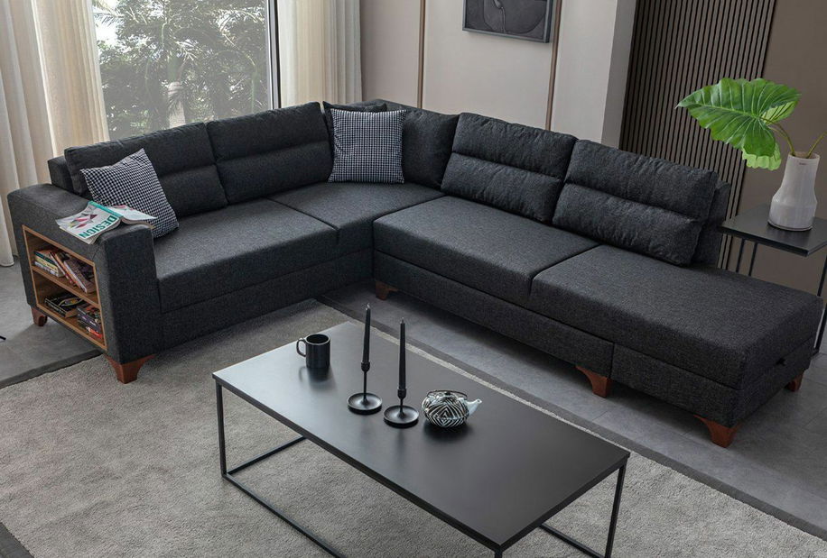 Rohová sedačka Puffyna (antracit) (P)