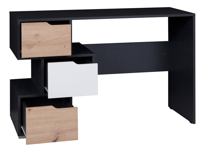 PC stolek Iweta 1 (grafit + bílá matná + dub artisan)