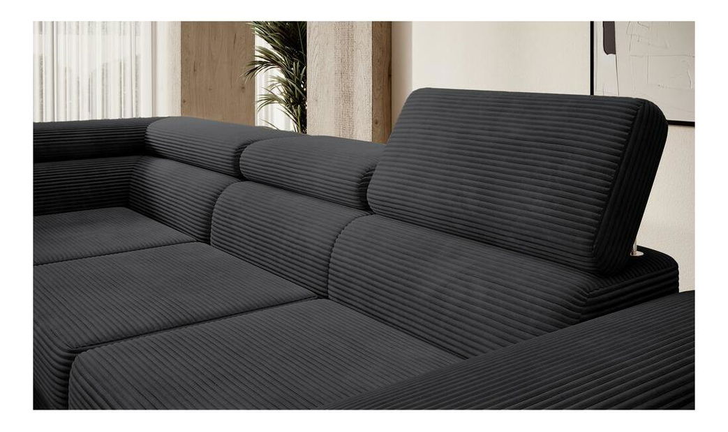 Rohová sedací souprava Stiletto (L) (černá + stříbrná)