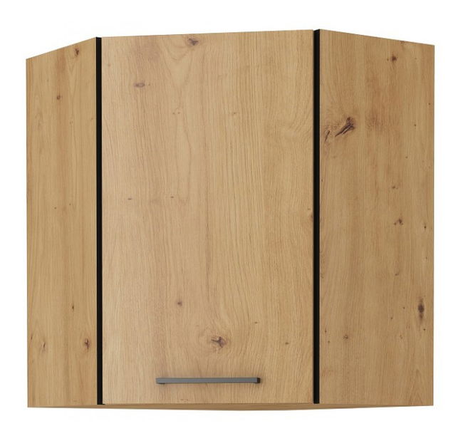 Rohová horní kuchyňská skříňka Morgan 58 x 58 GN 72 1F (dub artisan + čierna)