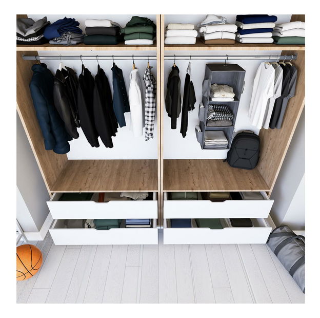 Šatní skříň Nisae 21 (ořech světlý + bílá)