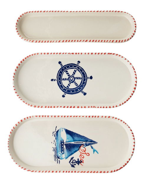 Snídaňová souprava (14 Pieces) Kashmere (bílá + modrá + červená)