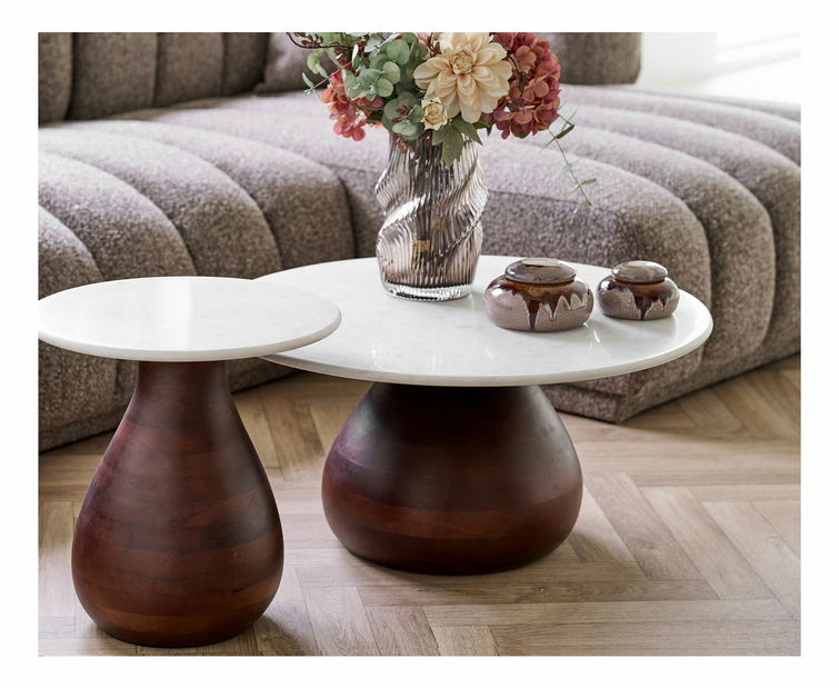 Konferenční stolek Hnemira 1 (bílá + tmavě hnědá)