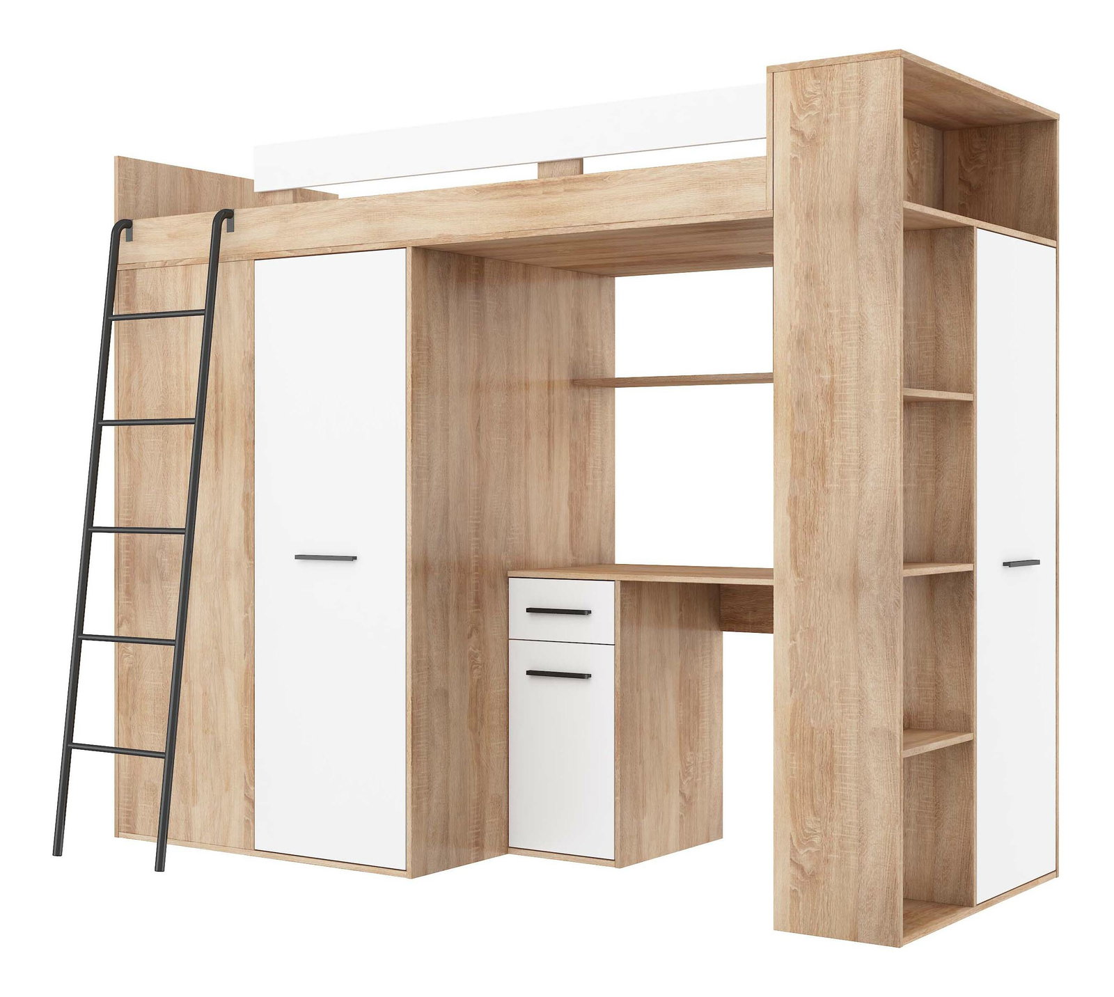 Patrová postel 90 cm Vivian (L) (s roštem) (dub sonoma + bílá)