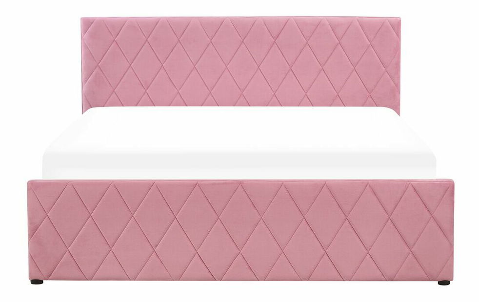 Manželská postel 160 cm Rhett (růžová) (s roštem a úložným prostorem)