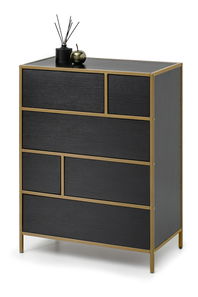Komoda Soren Kom (černé dřevo + zlatá)