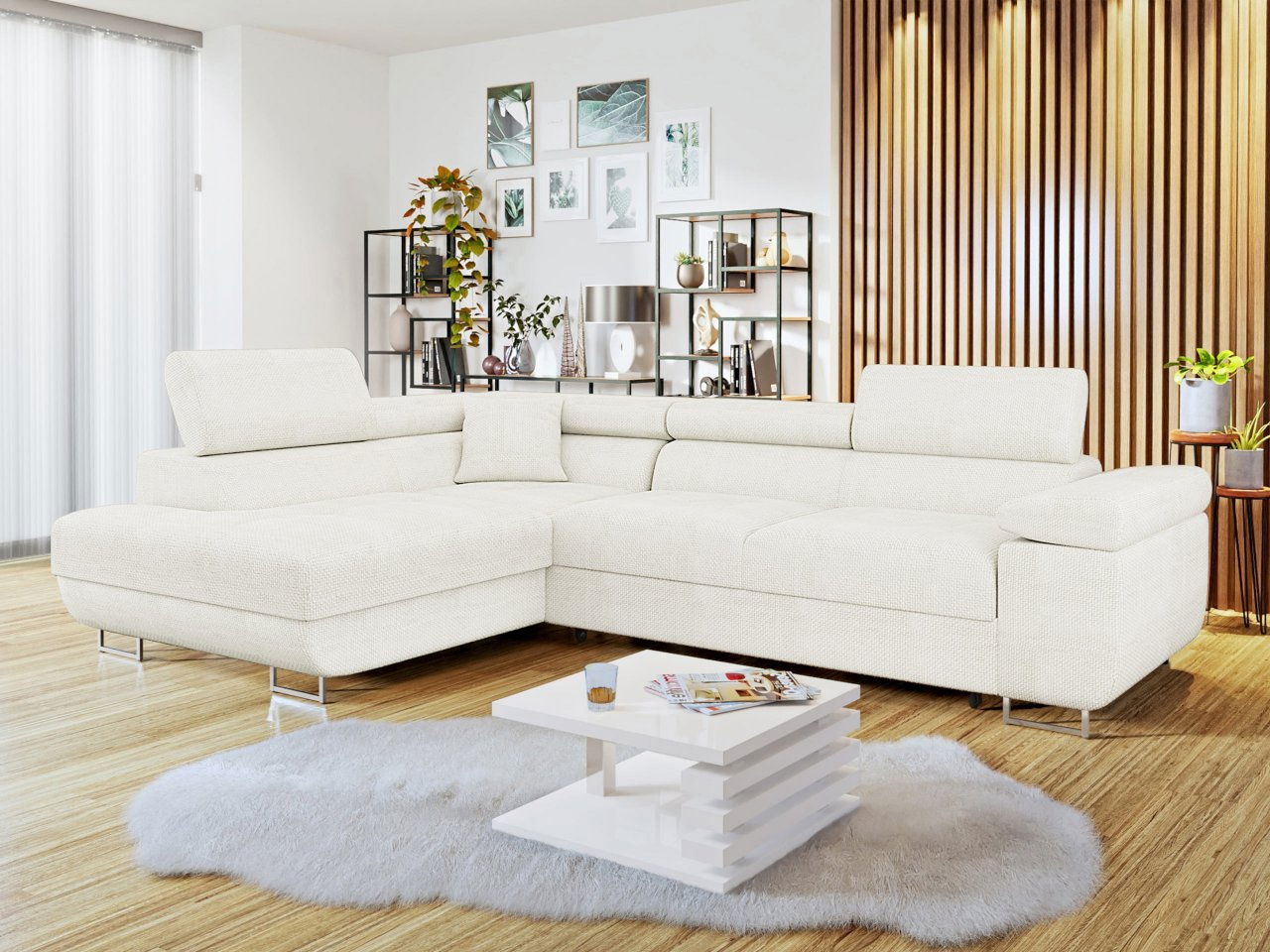 Rohová sedací souprava Terazuro (bílá)