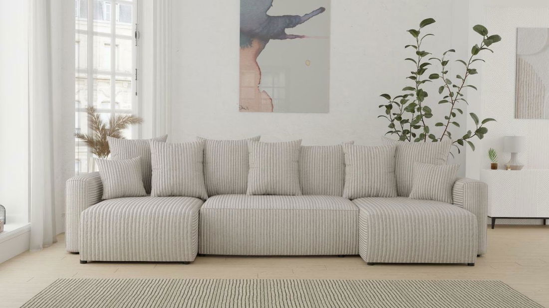 Rohová sedačka Solina U (mléčná) (L)