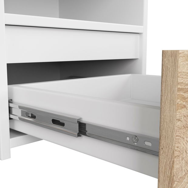 Noční stolek Cincuenta (bílá + dub sonoma)