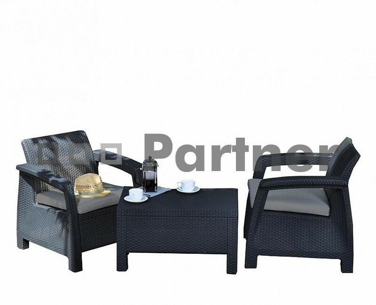 Záhradní nábytek Corfu Weekend antracit 1+2 (um. ratan)