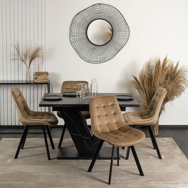 Jídelní set Comienzos (mramor černý + béžová) (pro 4 osoby)