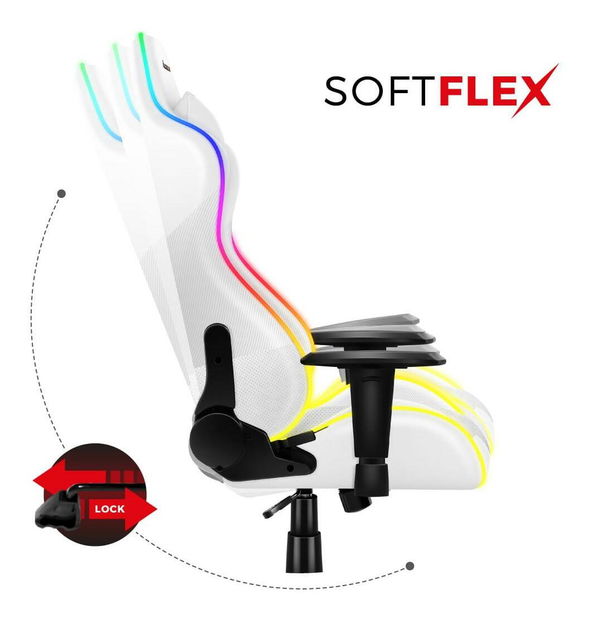 Herní křeslo Fusion 6.2 (bílá + vícebarevná) (s LED osvětlením)