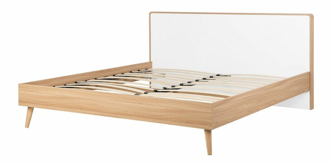 Manželská postel 160 cm SERVI (s roštem) (světlé dřevo)