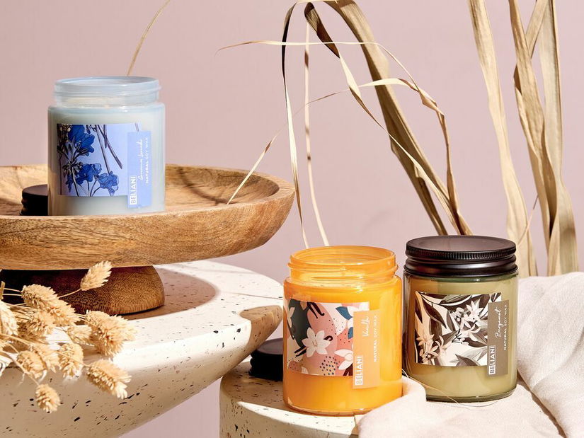 Sada 3 ks vonných svíček bergamot/vanilka/levandule Baila (modrá)