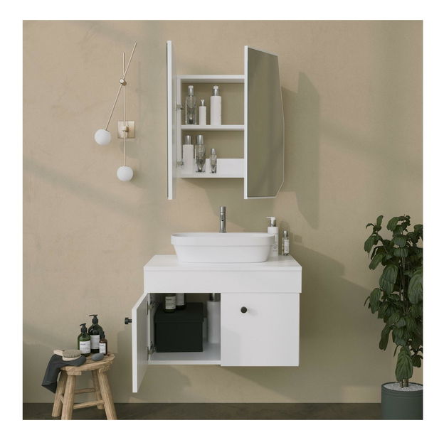 Koupelnová skříňka Tunupi 1 (bílá) (se zrcadlem)