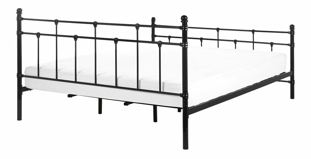 Manželská postel 180 cm LUXO (s roštem) (černá)
