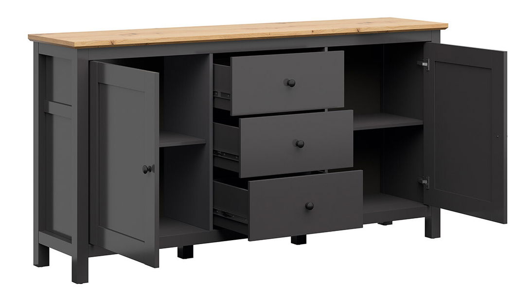 Komoda BRW Hesen KOM2D3S/10/19 (grafit + dub artisan)