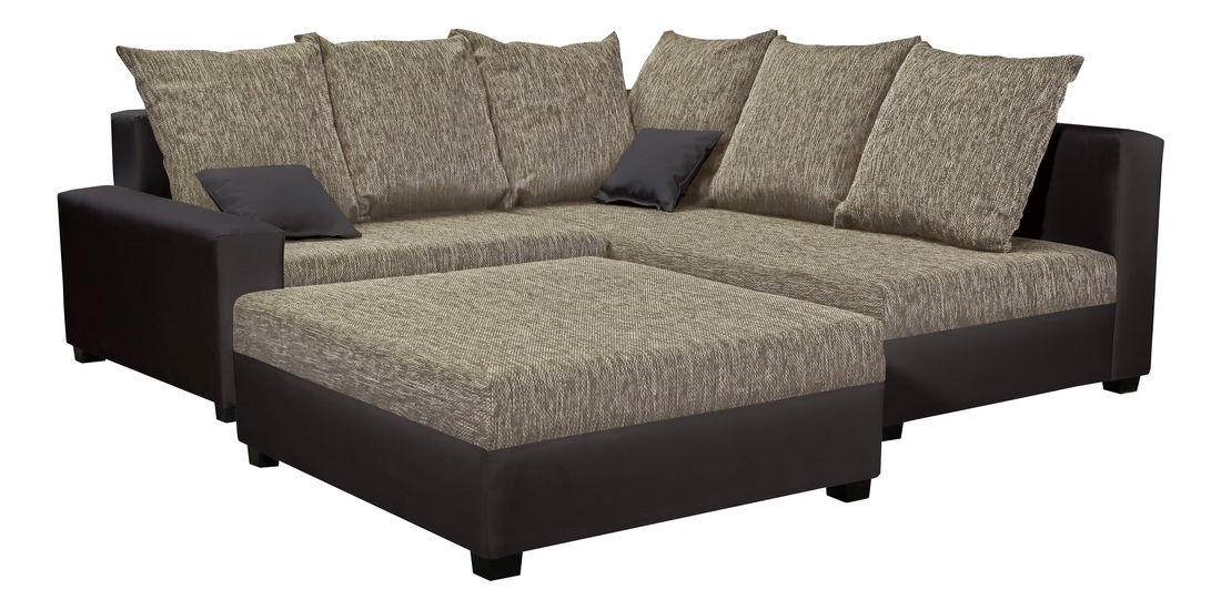 Rohová sedací souprava Monarda (béžová + hnědá) (s taburetem) (P)