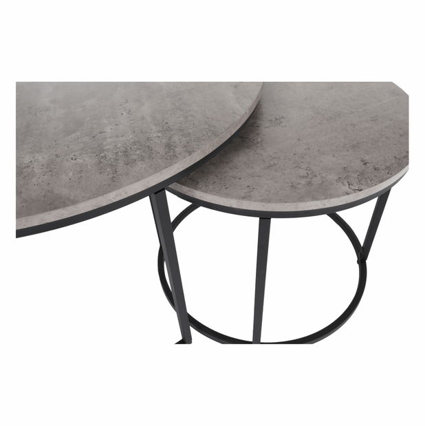 Set 2 konferenčních stolků Ilak (beton + černá)