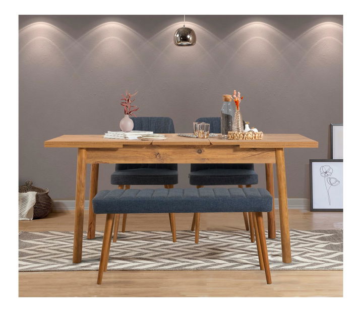 Jídelní set Vlasta 4 (námořnická modrá + borovice atlantická) (pro 4 osoby)