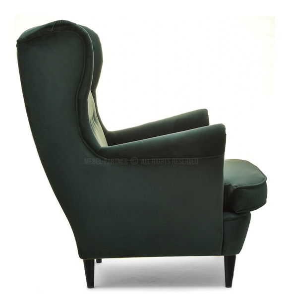 Křeslo ušák Margis (zelená + bílá)