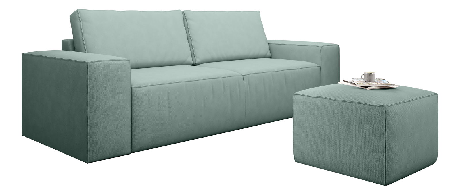 Pohovka Shala 100 (mentolová) (s taburetkou)