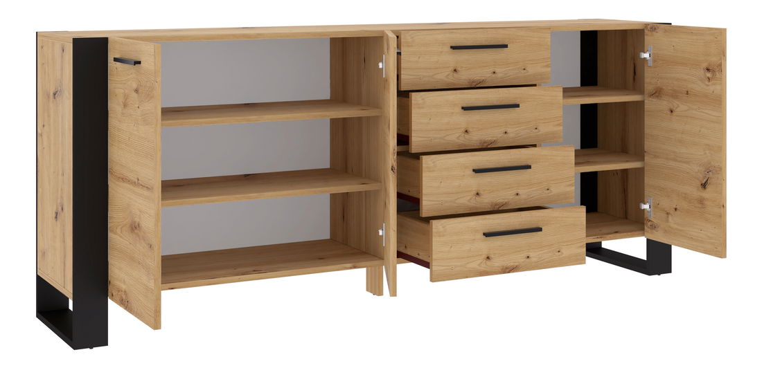 Komoda Nulakka K (dub artisan + matná černá)