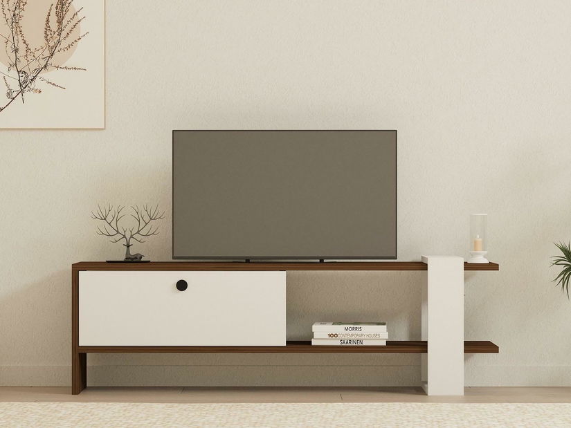 TV stolek/skříňka Dutudo (ořech + bílá)