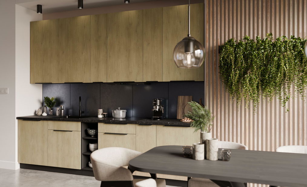 Kuchyně 300 cm Carminia 4 (dub cremona + černá)