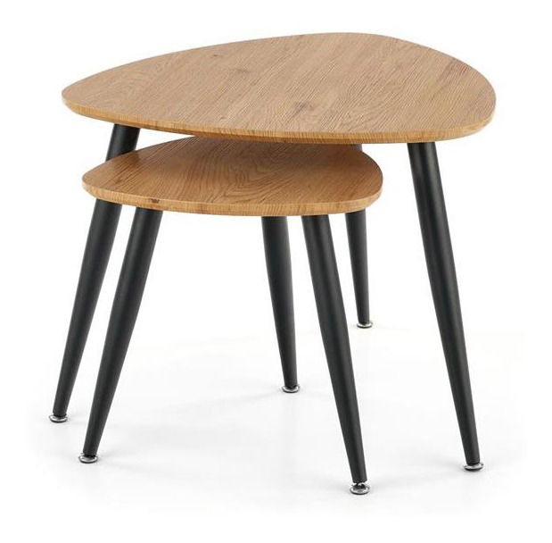 Set 2 ks. Konferenčních stolků Messi (dub zlatý + černá)