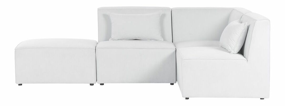 Rohová sedací souprava s taburetkou Lemia (bílá) (L)