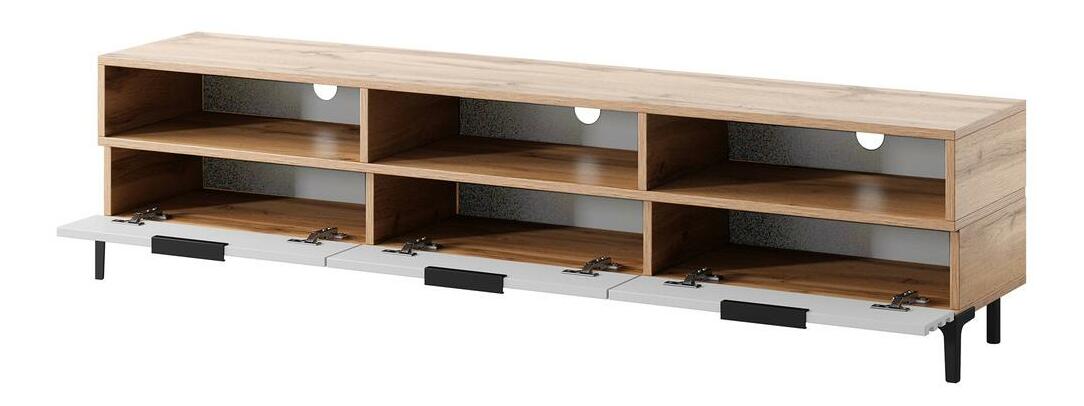 TV skříňka/stolek Ricko 3D (dub přírodní + bílá)