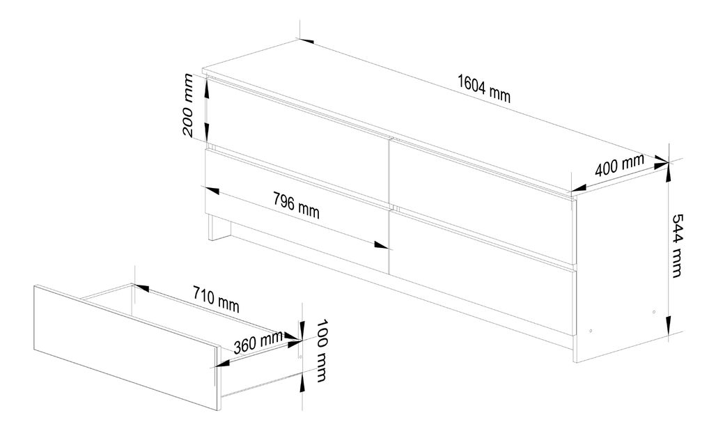 Komoda Kurtinaitis 4SZ (dub artisan + šedá)