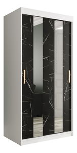Šatní skříň 100 cm Marbelo P (matná bílá + černý mramor)