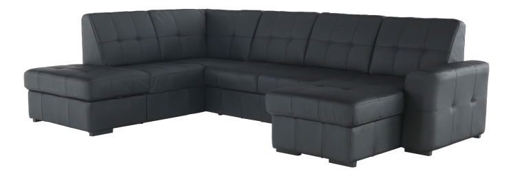 Kožená rohová sedací souprava U Thaldia (černá) (L)