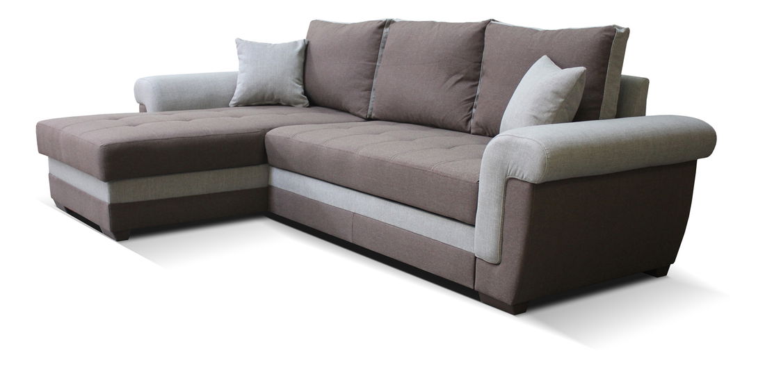 Rohová sedací souprava Rony L+2F (tmavohnědá + hnědá) (L)