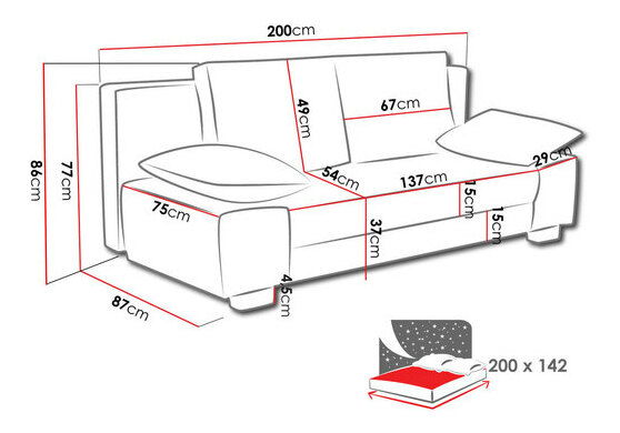 Rozkládací pohovka Sorela Sale (šedá + tmavě šedá) (s úl. prostorem)