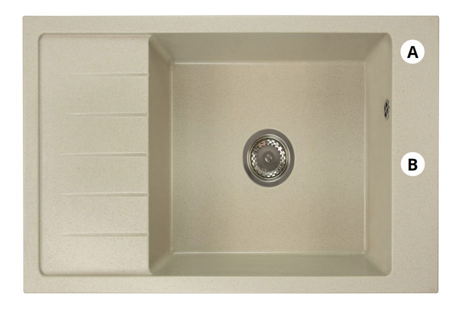 Kuchyňský dřez Lurano (bílá) (se 2 otvory pro baterii) (L)