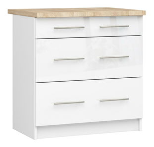 Dolní kuchyňská skříňka Ozara S80 3SZ (bílá + bílý lesk)