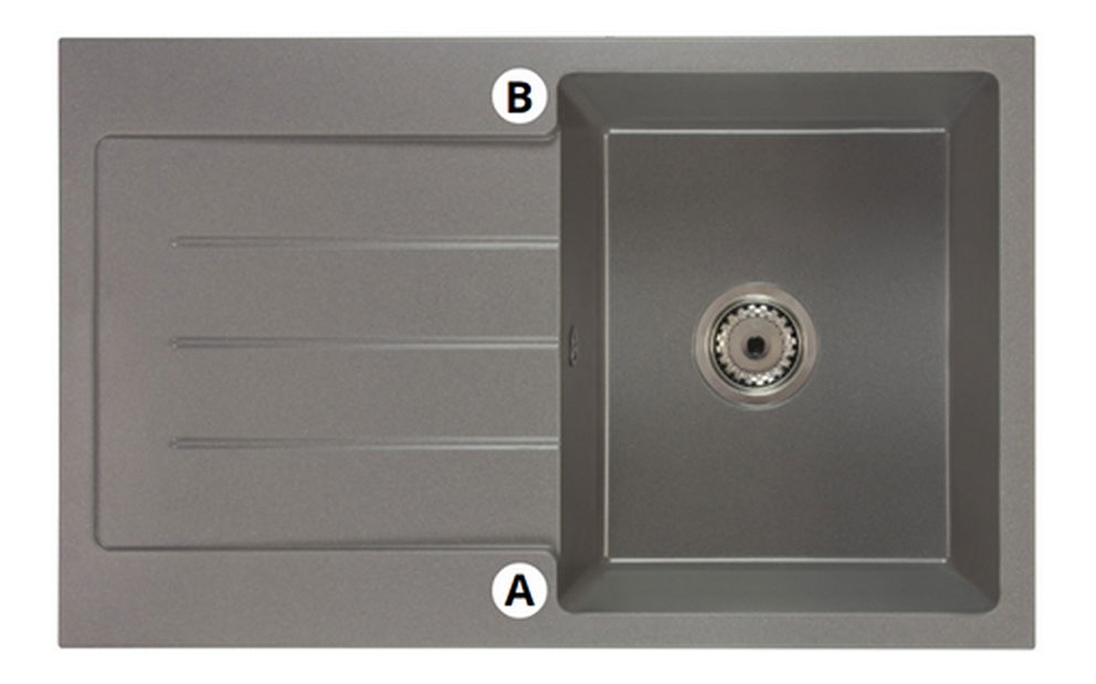 Kuchyňský dřez Ruxom (černá) (se 2 otvory pro baterii) (L)