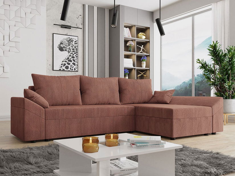 Rohová sedačka Poltosa (terakota) (s úl. prostorem)