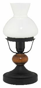 Stolní lampa Petronel 7072 (matná černá + ořech vlašský + opálové sklo)