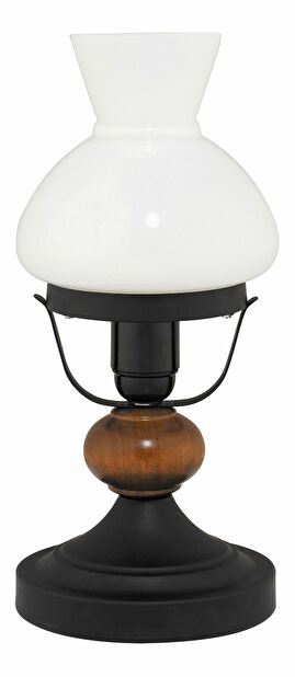 Stolní lampa Petronel 7072 (matná černá + ořech vlašský + opálové sklo)