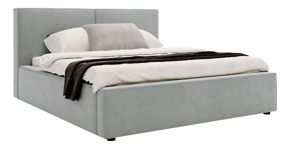 Manželská postel 180 cm Sekozzo (světle šedá) (s roštem) (s úl. prostorem)