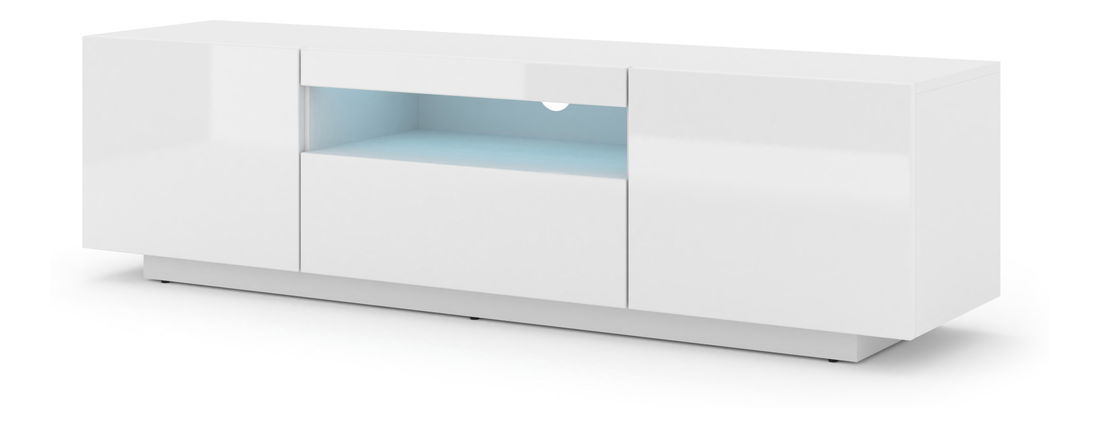 TV stolek/skříňka Aurora (bílý lesk) (LED)