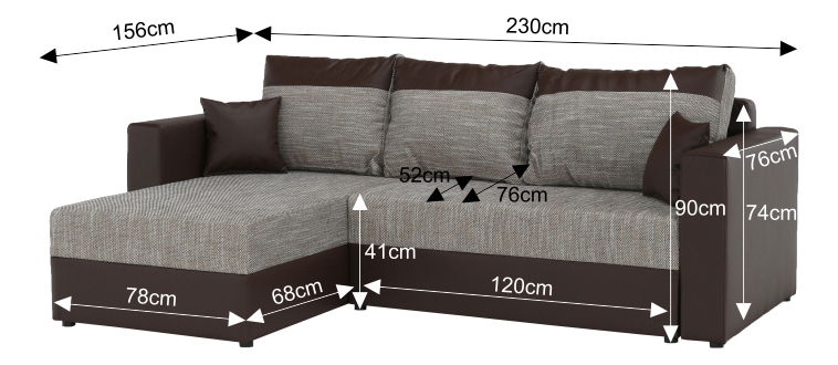 Rohová sedací souprava Kimber (hnědá) (P)